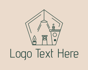 Coffee Lounge - Cafe Interior Outline logo design