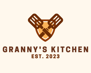 Kitchen Spatula Shield logo design