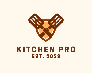 Kitchen Spatula Shield logo design