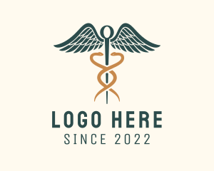 Healthcare Caduceus Staff logo design