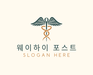 Healthcare Caduceus Staff logo design