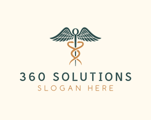 Healthcare Caduceus Staff logo design