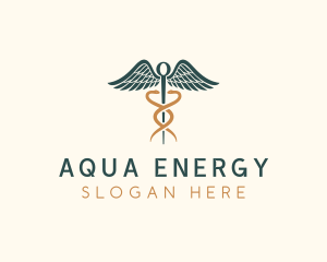 Healthcare Caduceus Staff logo design