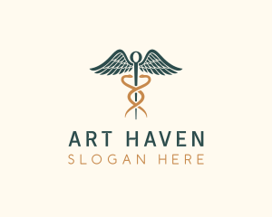 Healthcare Caduceus Staff logo design