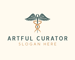 Healthcare Caduceus Staff logo design