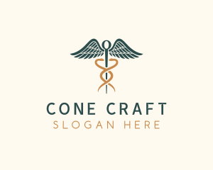 Healthcare Caduceus Staff logo design