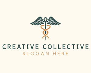 Healthcare Caduceus Staff logo design