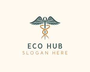 Healthcare Caduceus Staff logo design