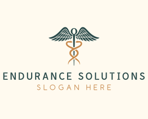 Healthcare Caduceus Staff logo design