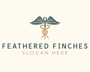 Healthcare Caduceus Staff logo design