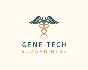 Healthcare Caduceus Staff logo design