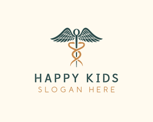 Healthcare Caduceus Staff logo design