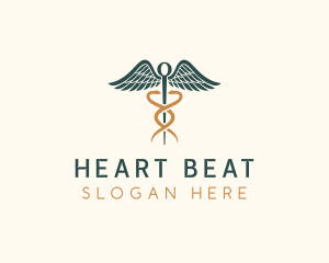 Healthcare Caduceus Staff logo design