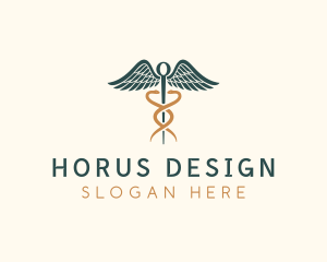 Healthcare Caduceus Staff logo design