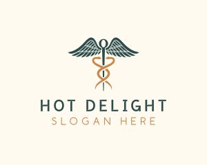 Healthcare Caduceus Staff logo design