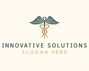 Healthcare Caduceus Staff logo design