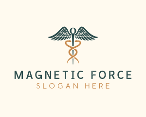 Healthcare Caduceus Staff logo design