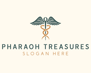 Healthcare Caduceus Staff logo design