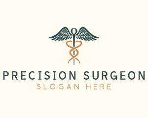 Surgeon - Healthcare Caduceus Staff logo design