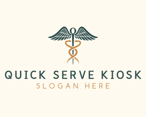 Healthcare Caduceus Staff logo design