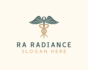 Healthcare Caduceus Staff logo design