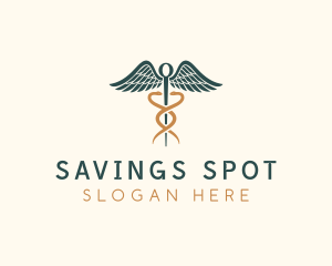 Healthcare Caduceus Staff logo design