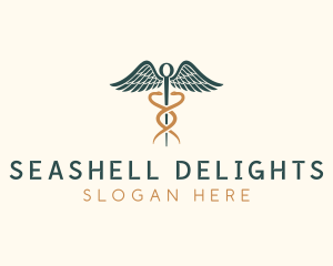 Healthcare Caduceus Staff logo design