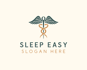 Healthcare Caduceus Staff logo design