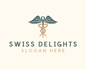 Healthcare Caduceus Staff logo design