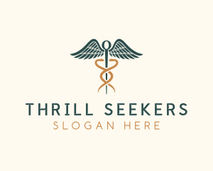 Healthcare Caduceus Staff logo design