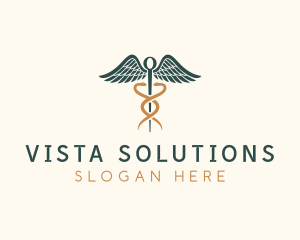 Healthcare Caduceus Staff logo design