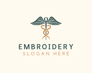 Healthcare Caduceus Staff logo design