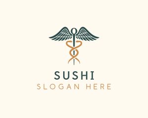 Healthcare Caduceus Staff logo design