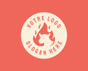 Hot - Flaming Bull BBQ logo design