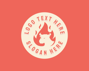 Cow - Flaming Bull BBQ logo design