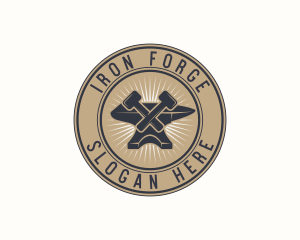 Iron Anvil Badge logo design