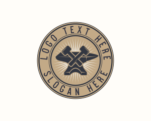 Iron - Iron Anvil Badge logo design