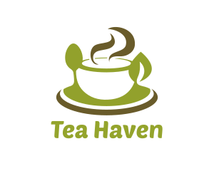 Herbal Tea - Spoon Bowl Leaf logo design