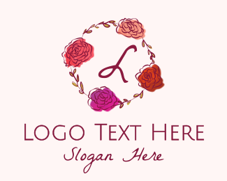 Watercolor Rose Flower Letter Logo