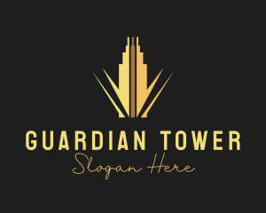 Gold Building Skyscraper logo design