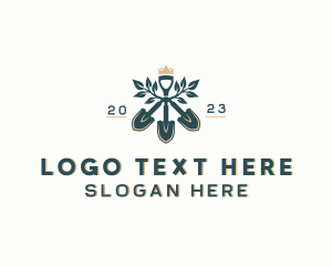 Shovel - Crown Shovel Landscape logo design