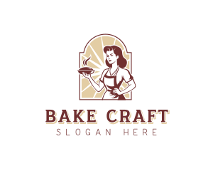 Woman Baking Pie Pastry logo design