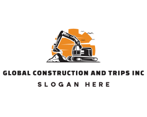 Excavation - Backhoe Cogwheel Contractor logo design