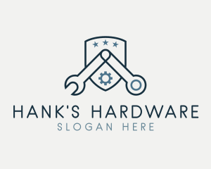 Wrench Hardware Shield logo design