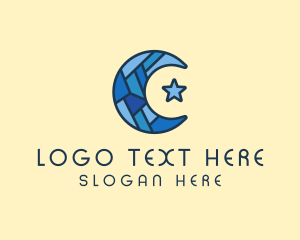 Muslim - Blue Arabic Moon Star logo design