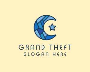 Blue Arabic Moon Star Logo