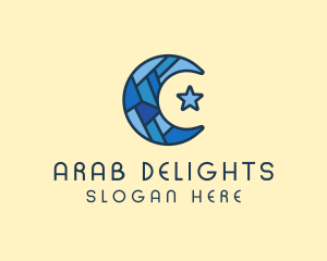 Arab - Blue Arabic Moon Star logo design