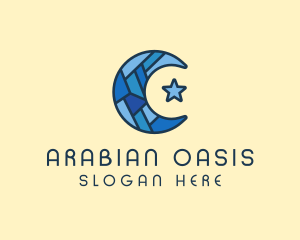Arabian - Blue Arabic Moon Star logo design