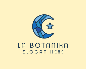 Spiritual - Blue Arabic Moon Star logo design