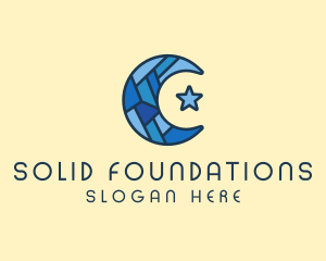 Niqab - Blue Arabic Moon Star logo design